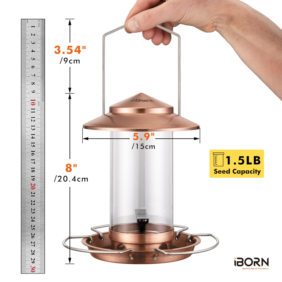iBorn bird feeder patent T-bar detachable design for cleaning.
