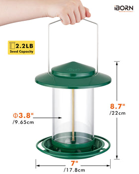 iBorn feeder showing seed-flow ports that control portions for cleaner trays