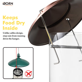 iBorn bird feeder powder-coated finish resists rust and weather.