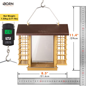 iBorn bird feeder yellow grid aids quick seed monitoring for birds