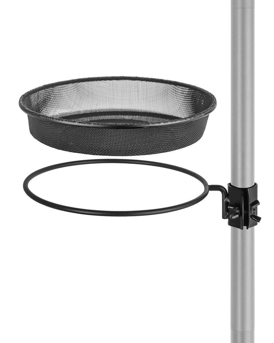 iBorn Bird Feeders Station mesh tray in use, showing drainage and feeding access