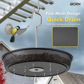 iBorn Black hanging feeder blends with outdoor décor.