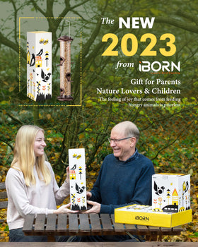 iborn coffee finish feeder highlighting durable metal top and base for all weather use.