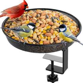 iBorn Deck Bird Feeder tilt-proof tray keeps seeds level for windy days on your deck