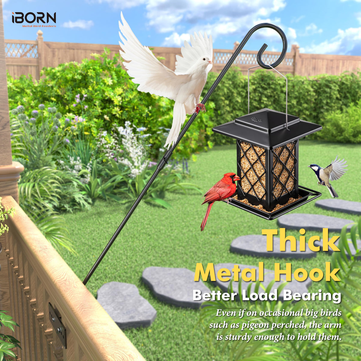 iBorn extends outward 13.8 inches for clear feeder view.