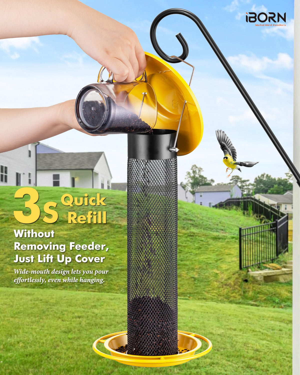 Outdoor setup showing a stable, weatherproof iBorn feeder