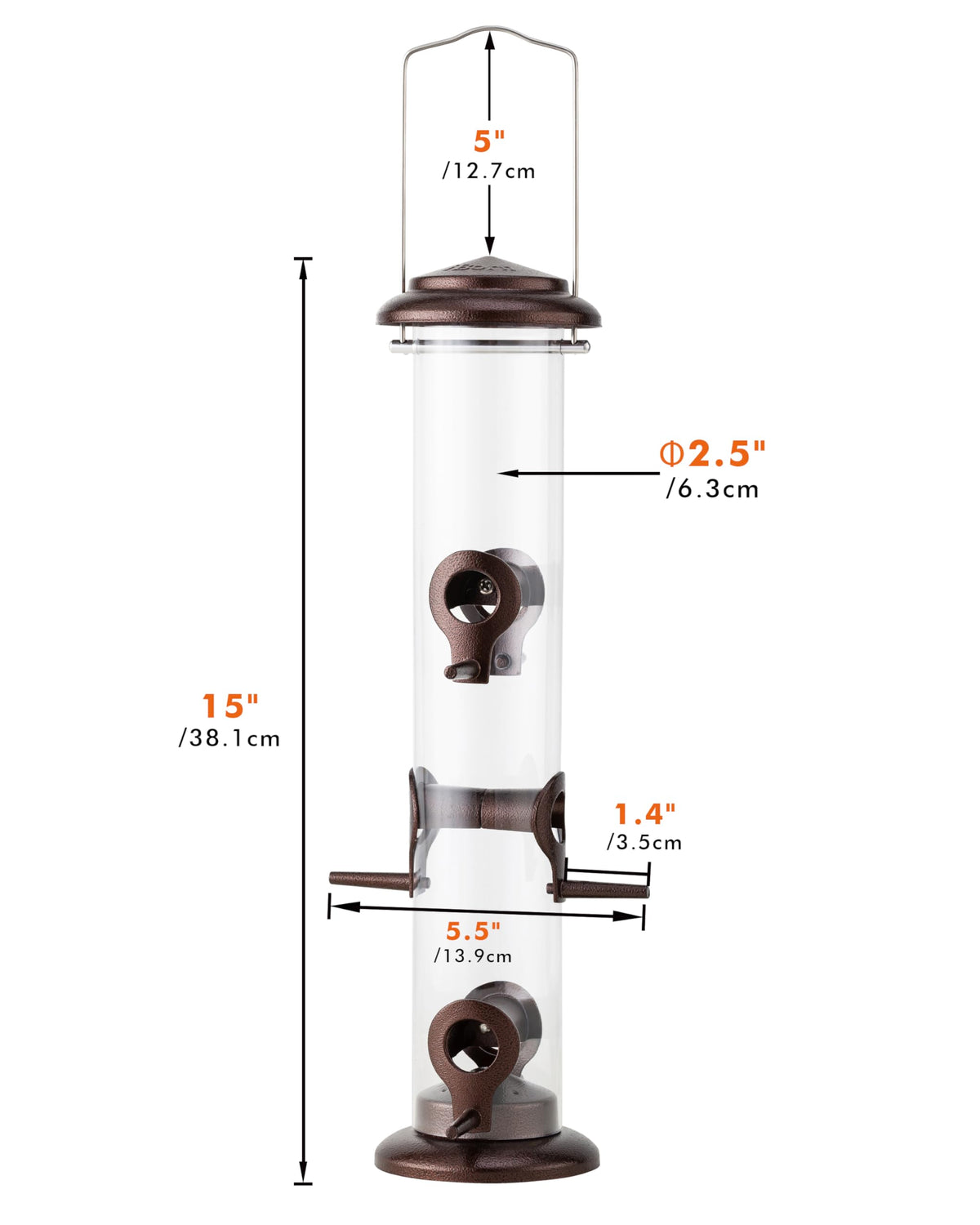 iborn hanging feeder with flip top lid for easy refills and quick cleaning.