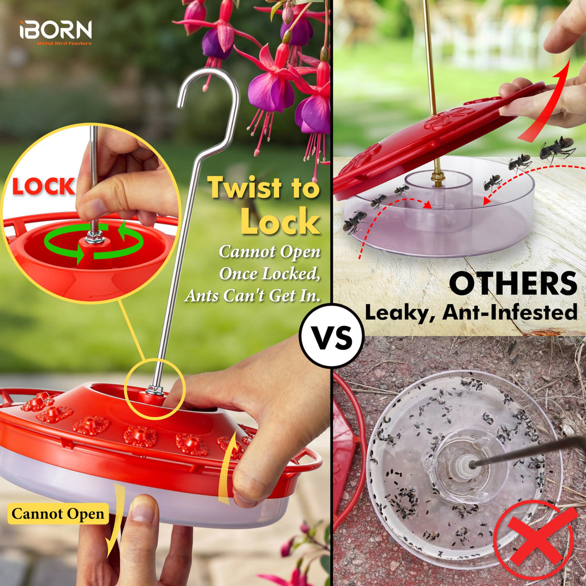 iBorn 3mm narrow ports fit hummingbird beaks and block bees