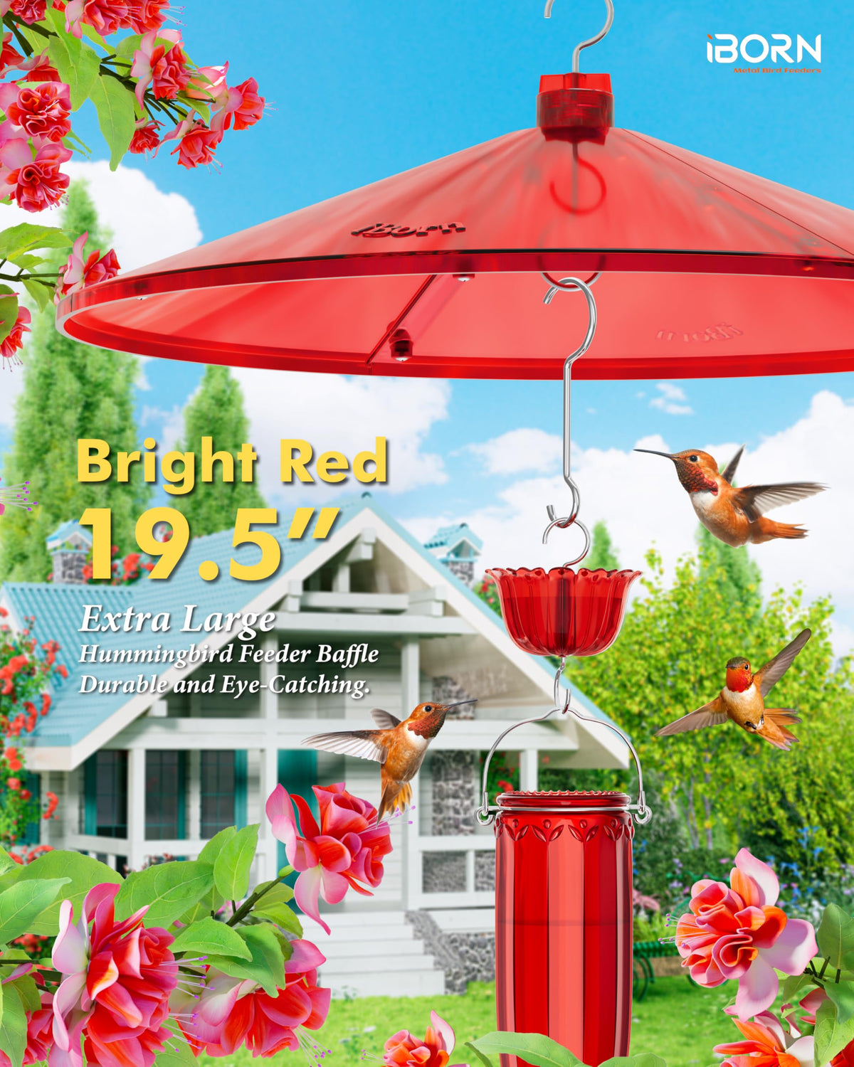 iborn hummingbird feeder baffle ant moat prevents nectar contamination