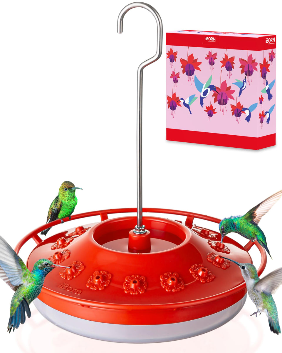 iBorn hummingbird feeder outdoors hanging attracts hummingbirds with 14 red feeding ports