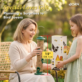 iBorn metal feeder top and base protect seeds from weather and squirrels