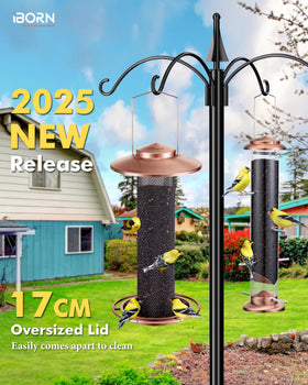 iBorn feeder shows a secure metal fixed hook for windy hanging.