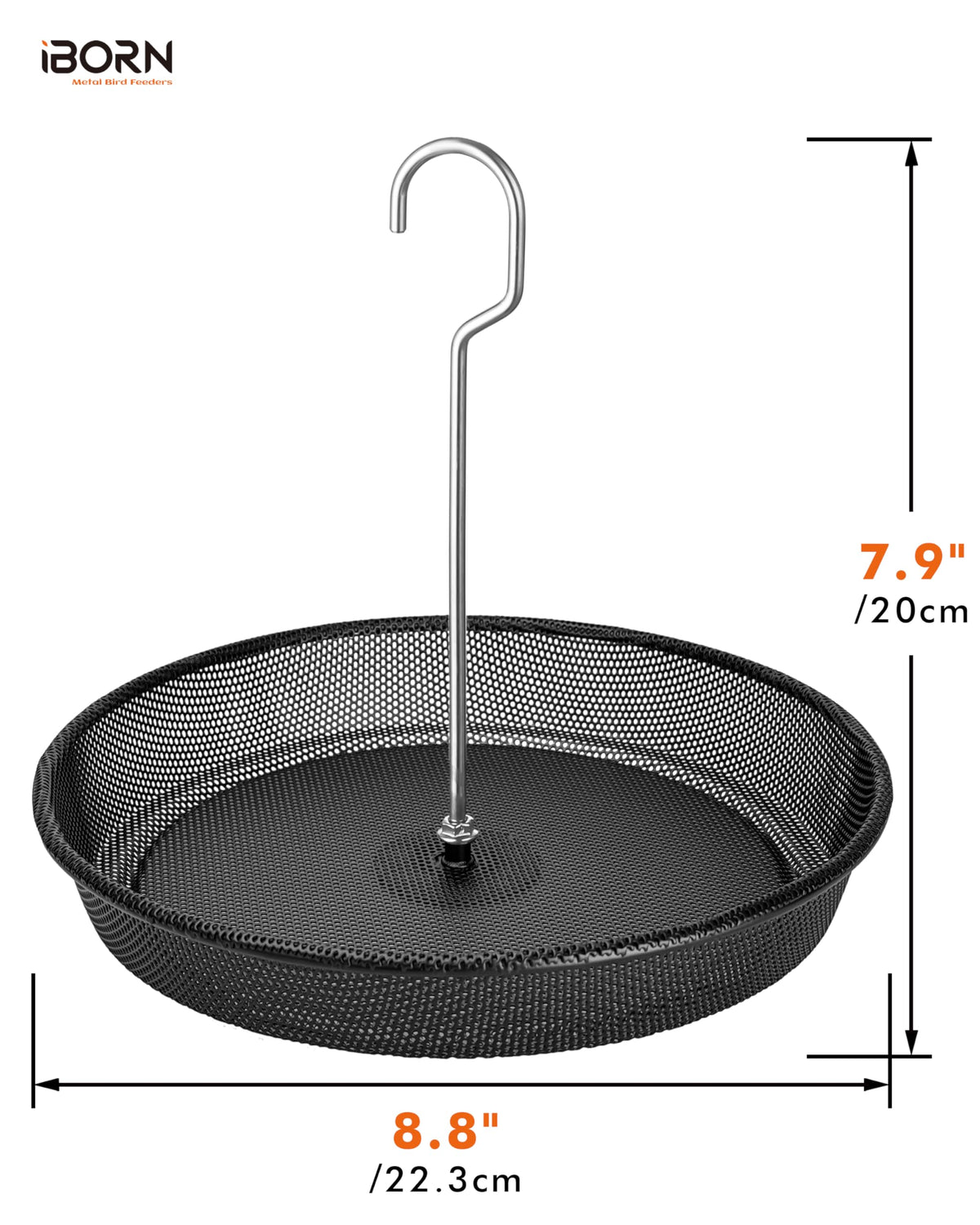 iBorn Metal Mesh Bird Feeder Bowl shows quick drainage for clean feeding.