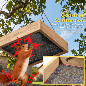 iBorn Platform Bird Feeder Tray authentic wood look in a modern tray.