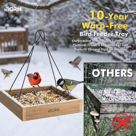 iBorn Platform Bird Feeder Tray flat tray design for easy cleaning.