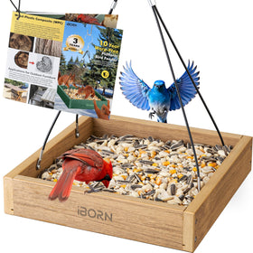 iBorn Platform Bird Feeder Tray close-up of chew-proof WPC texture for durability.