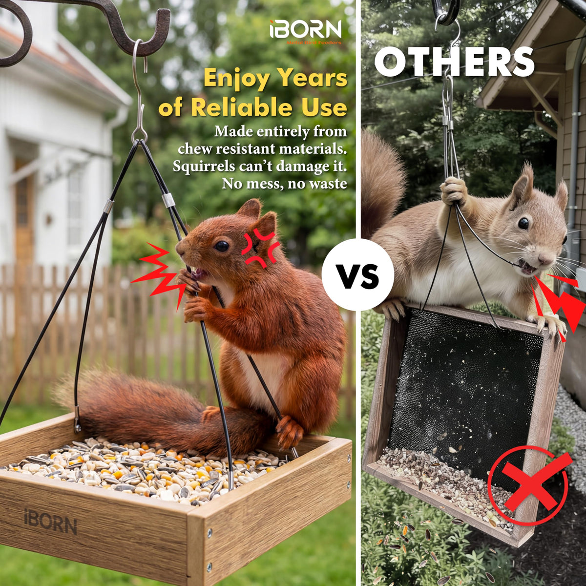 iBorn Platform Bird Feeder Tray waterproof surface ideal for rain.