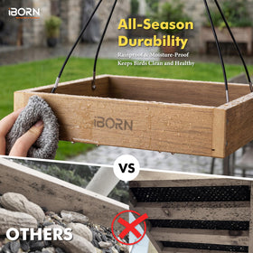 iBorn Platform Bird Feeder Tray close-up of WPC composition resisting warp.