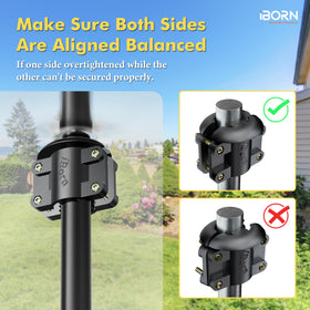 IBORN pole-clamping assembly with screws ensures solid attachment.