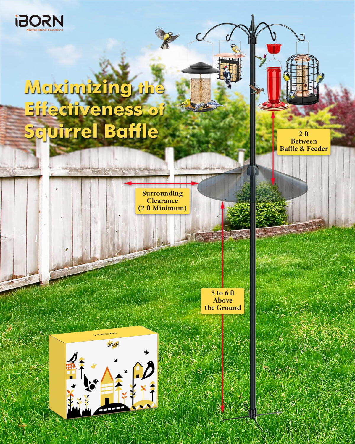 IBORN pole-mounting hardware with safety tips promotes proper height.