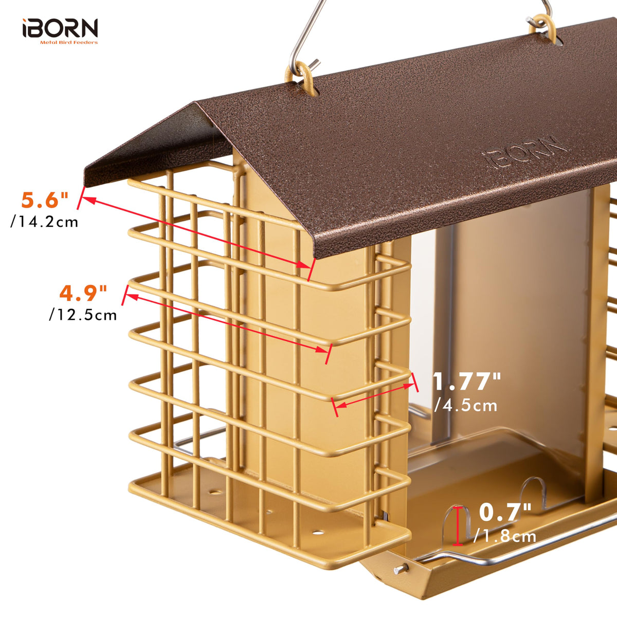 iBorn seed capacity 3.2 lbs supports longer bird visits