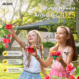 iBorn silicone flower hummingbird feeder with soft, inviting nectar ports.
