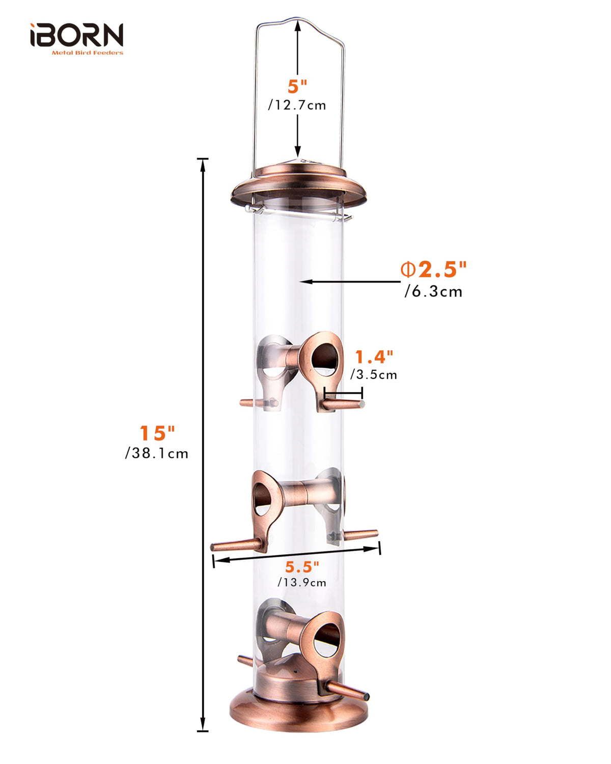 Iborn six-port bird feeder with open-top design for quick refills.