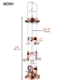 Iborn six-port bird feeder with open-top design for quick refills.