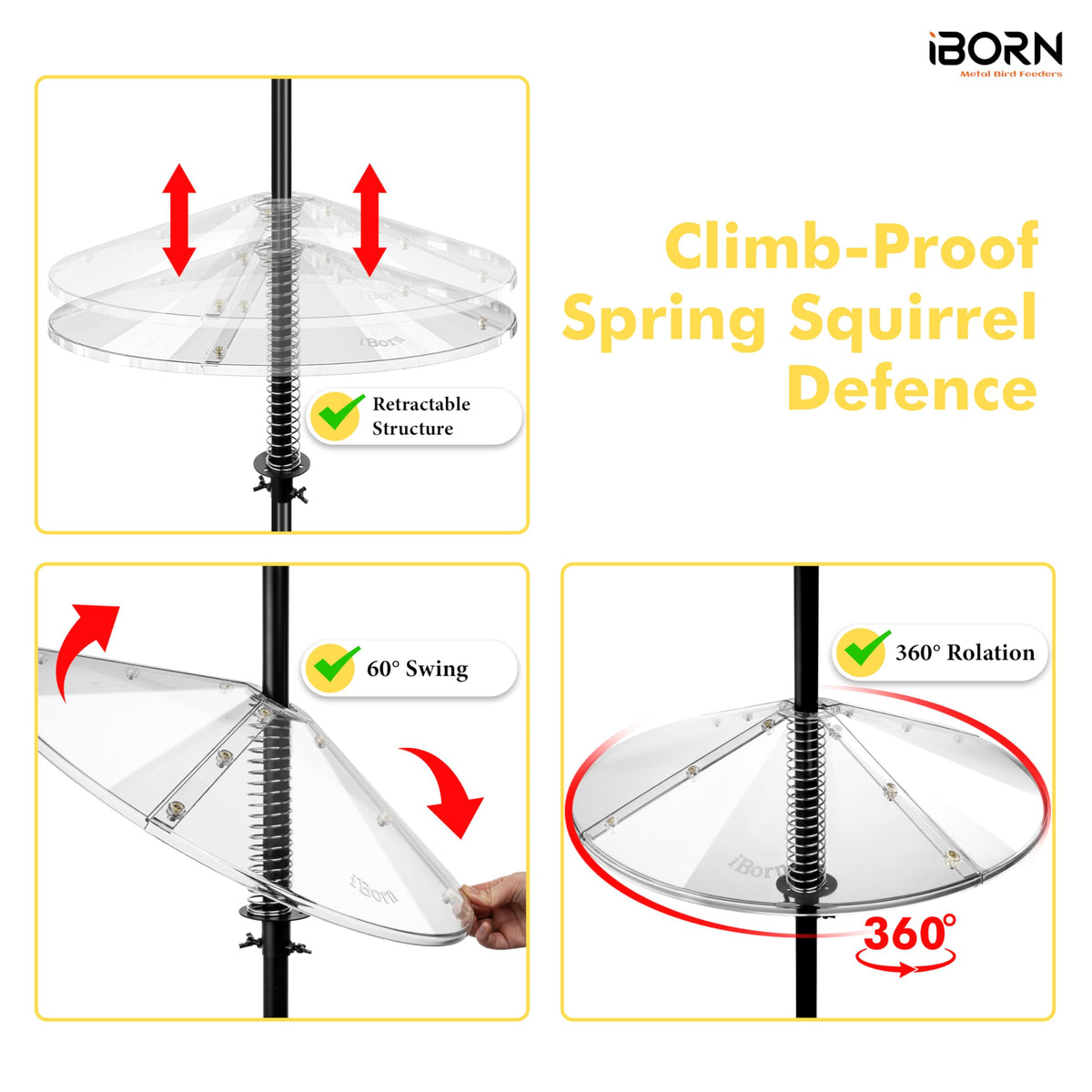 iBorn Baffle central hook blocks rain entry to the feeder