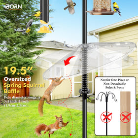 iBorn Baffle features chew-proof metal spring to resist squirrel damage