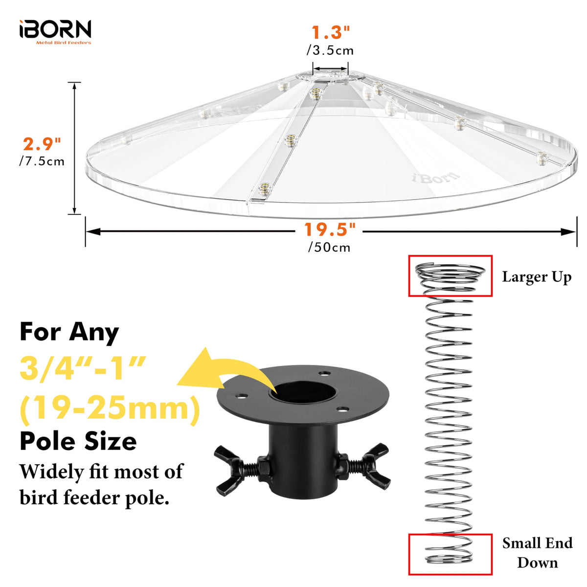 iBorn Squirrel Baffle on pole demonstrates tool-free attachment for easy setup