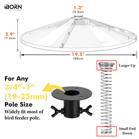 iBorn Squirrel Baffle on pole demonstrates tool-free attachment for easy setup