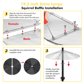 iBorn Squirrel Baffle fits removable 3/4-1 inch poles for flexibility
