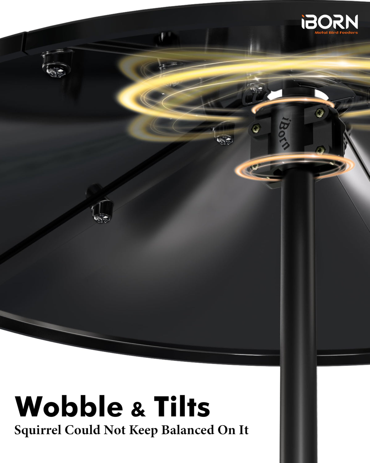iBorn Squirrel Baffle central hook rain shield minimizes moisture.