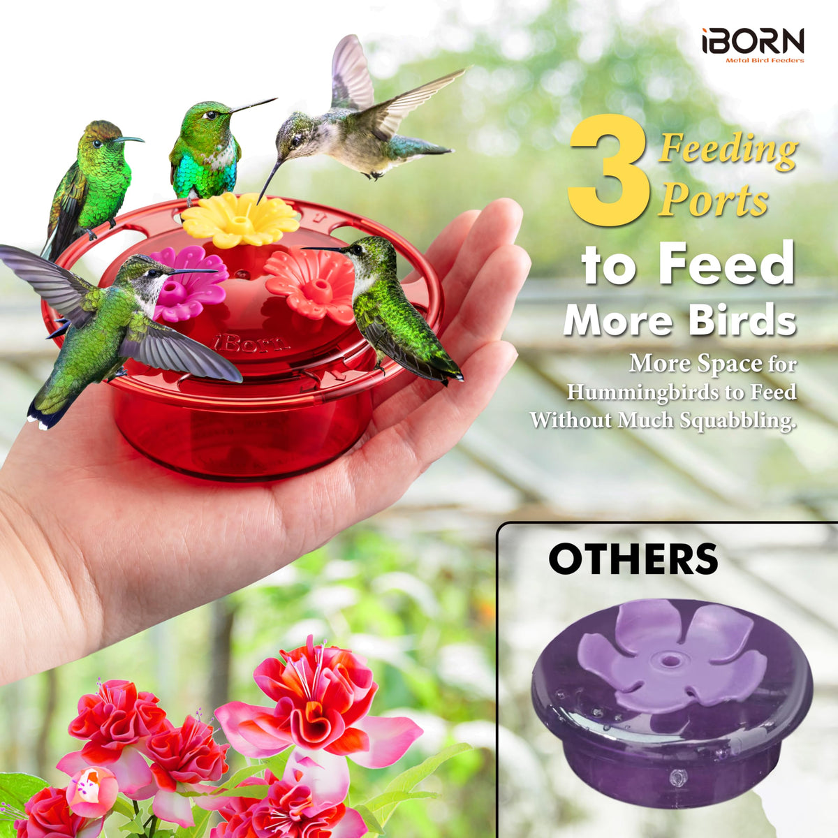 iBorn travel-friendly hummingbird feeder fits in a pack for adventures.