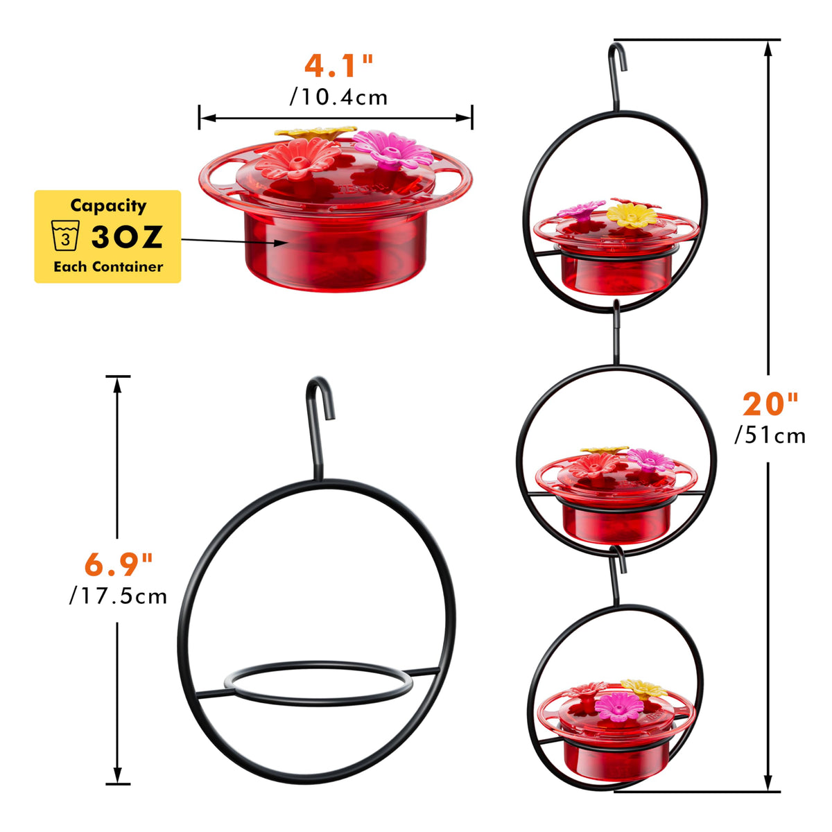 iBorn windproof hook design keeps the feeder secure in windy conditions