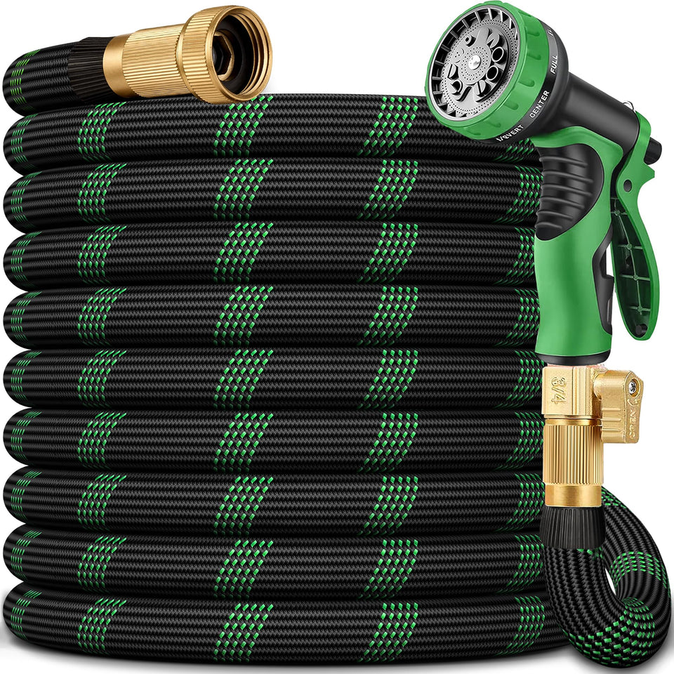 IBXFO 150ft non-expandable garden hose extended for wide-area watering.