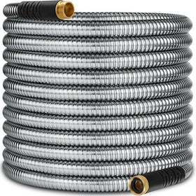 IBXFO 50ft stainless steel garden hose exterior shell shows durability and rust resistance