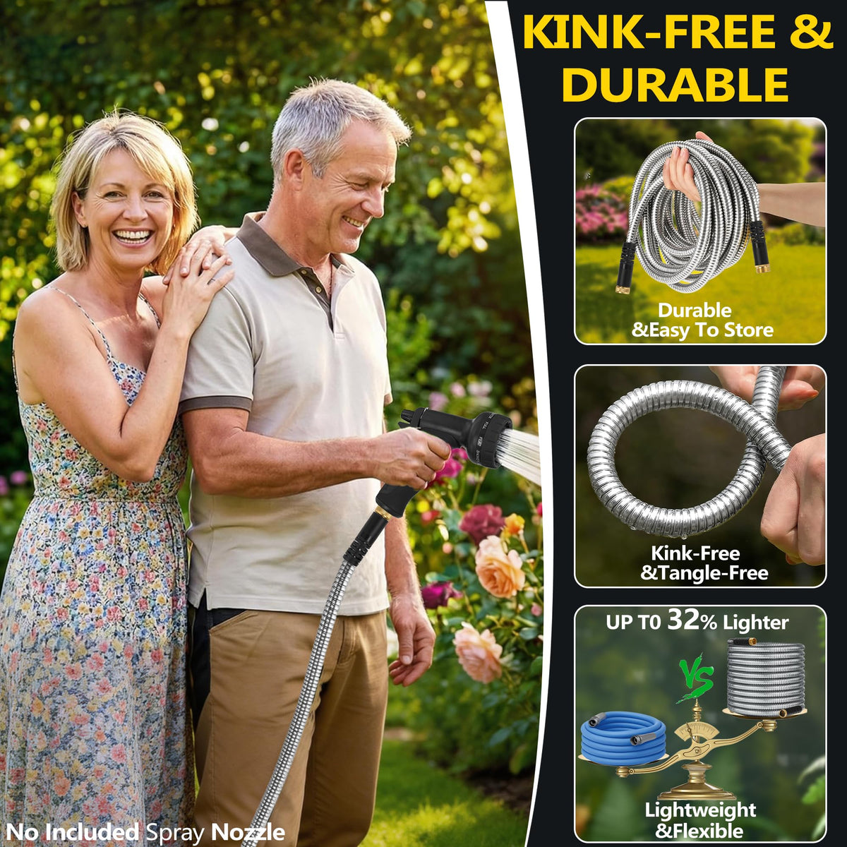 IBXFO kink-free spiral design prevents tangling during garden watering.