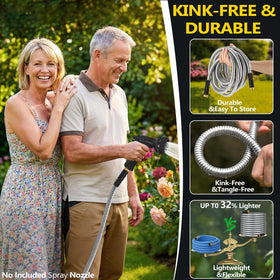 IBXFO kink-free spiral design prevents tangling during garden watering.