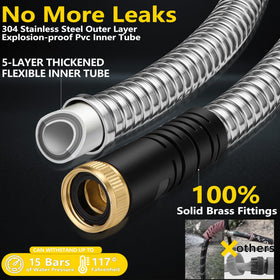 IBXFO latex-core metal hose interior provides flexible, kink-resistant watering.
