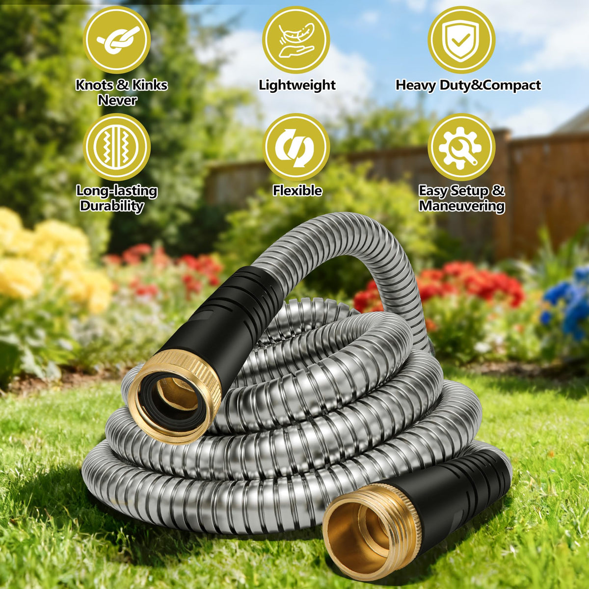 IBXFO hose remains flexible from -40°F to 150°F for year-round use.