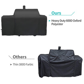 i COVER durable side straps securing the grill cover during windy days.