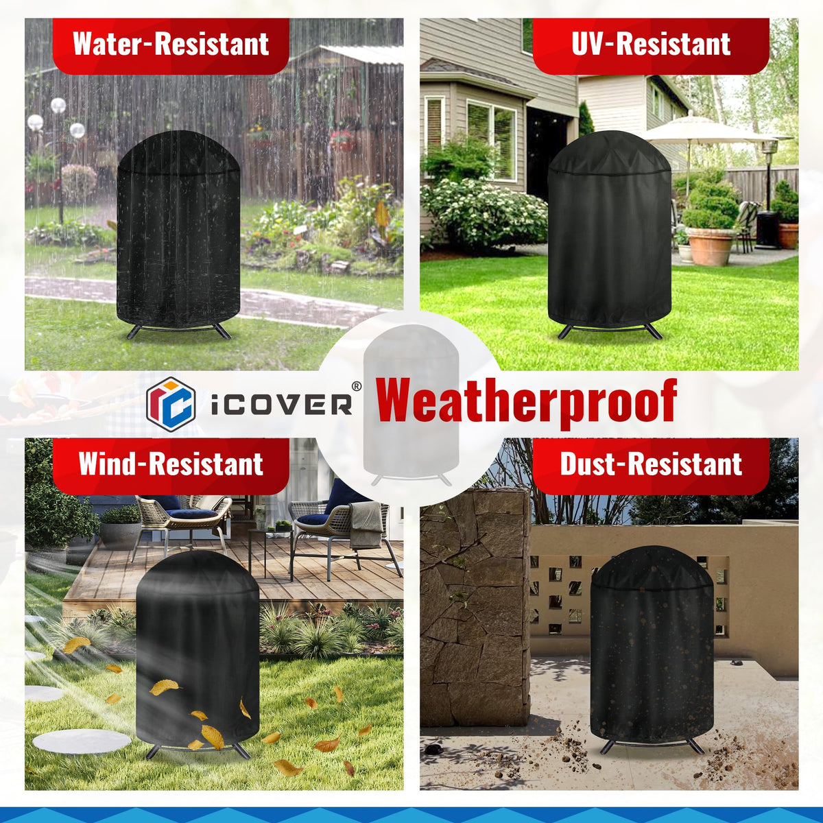 iCOVER ideal protection for Weber, Brinkmann and similar round grills