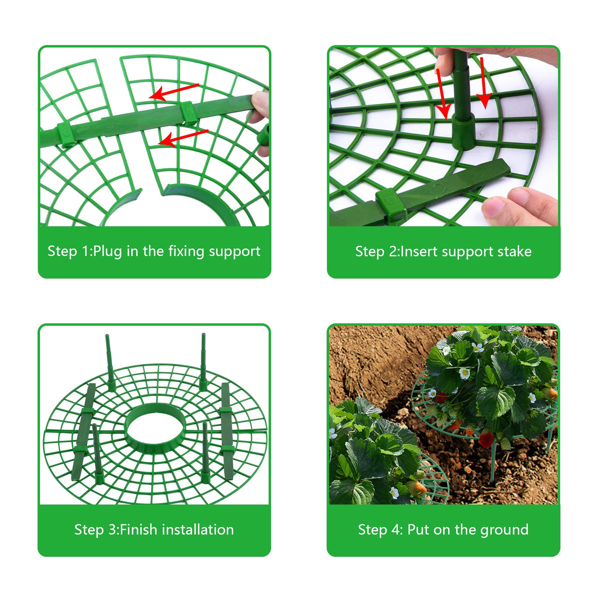 Iceyyyy strawberry stand stakes provide sturdy support during growth.