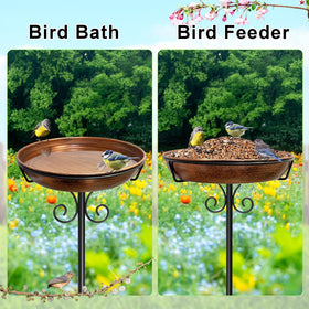 iCHKED 38In bird bath with solar-powered fountain-ready bowl attracts lively visitors.