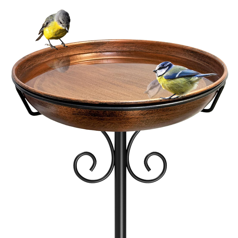 iCHKED 38In freestanding bird bath base provides stable support for visiting birds.