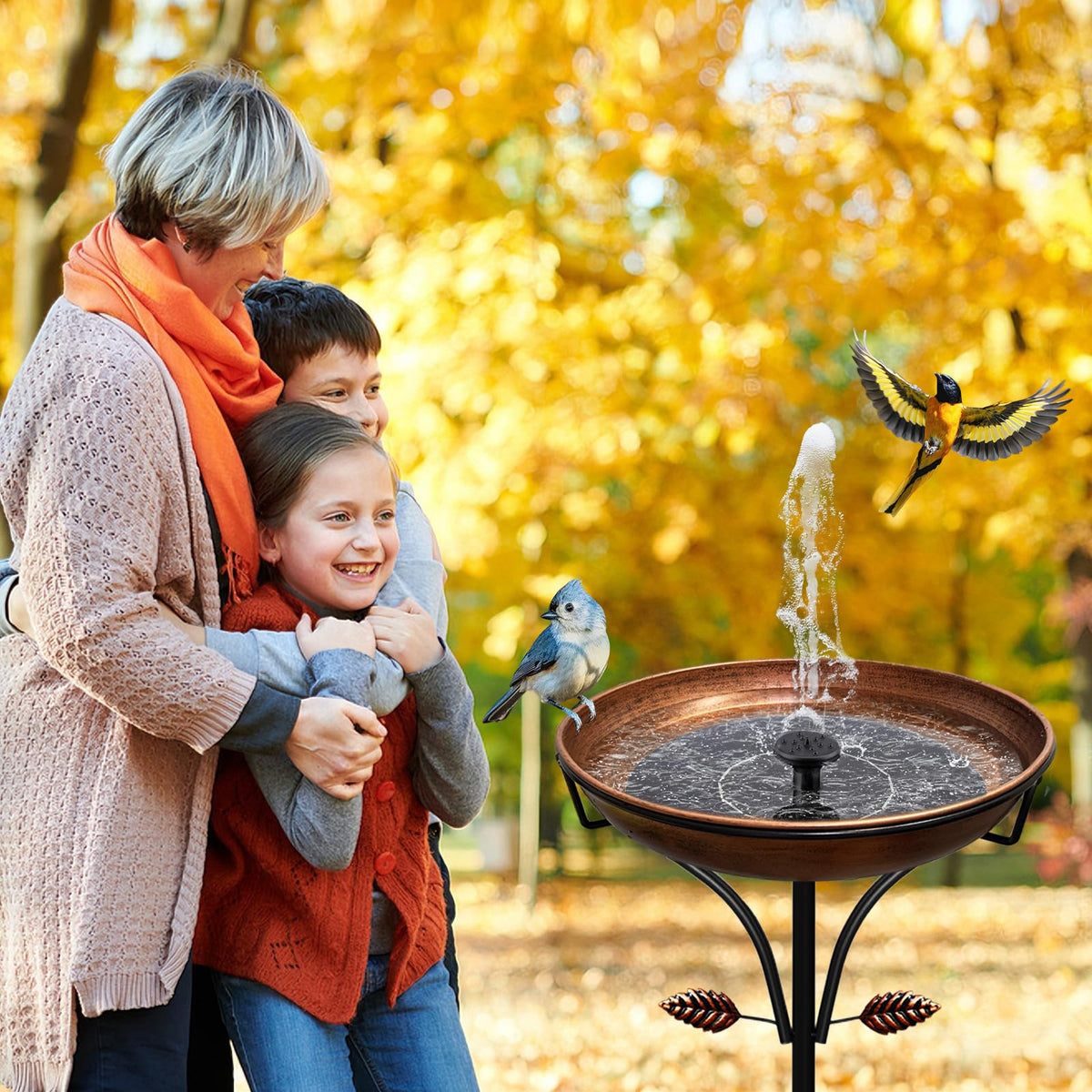 iCHKED antique bronze bird bath evokes vintage charm and wildlife-friendly decor