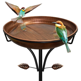 iCHKED metal bird bath stake stand invites birds to visit your garden
