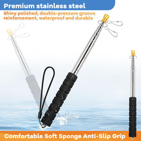 ICOMEY compact folding flag pole stores easily in bags for travel.